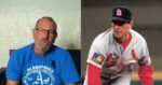 Rene Arocha en una entrevista y con el uniforme de St. Louis Cardinals