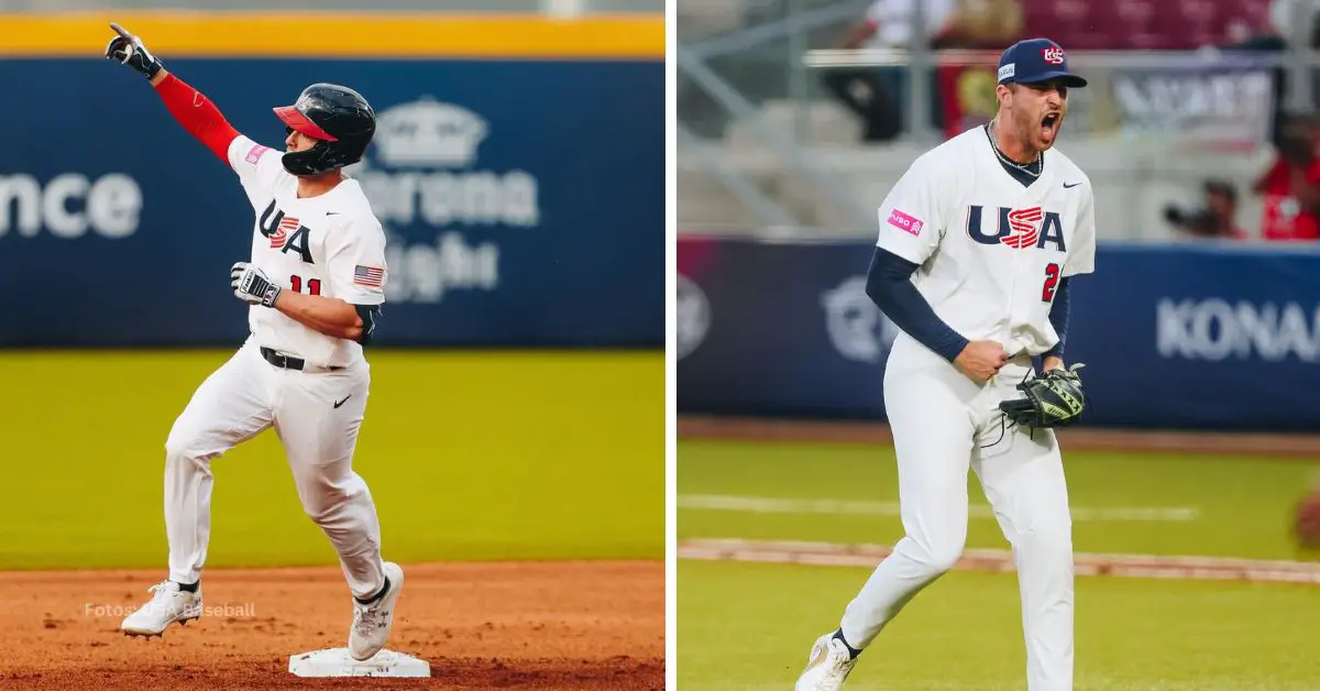 Luke Ritter y Antonio Melendez con el equipo de USA en Premier 12