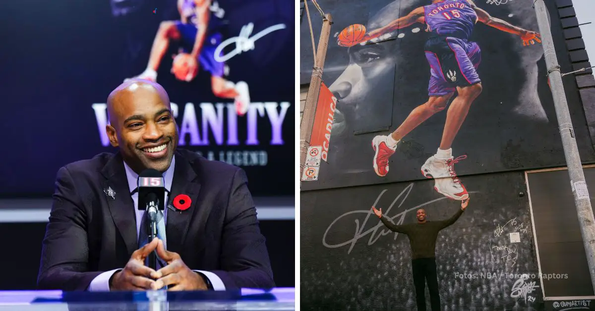 Vince Carter recibiendo un homenaje en el Scotiabank Arena