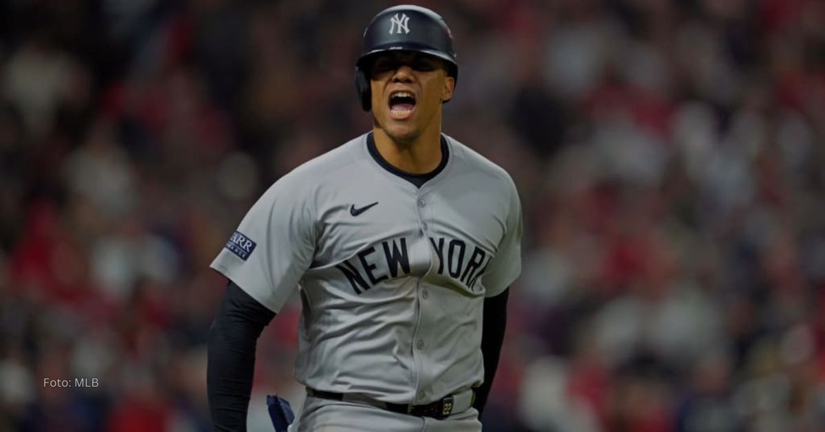 Juan Soto con el uniforme de New York Yankees