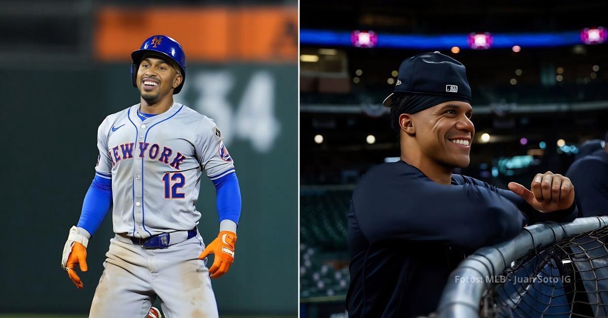 Francisco Lindor con New York Mets y Juan Soto en una practica de bateo