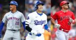 Juan Soto, Shohei Ohtani y Mike Trout