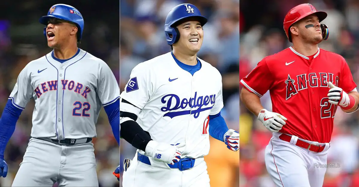 Juan Soto, Shohei Ohtani y Mike Trout