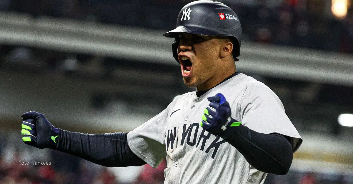 Juan Soto celebrando con Yankees