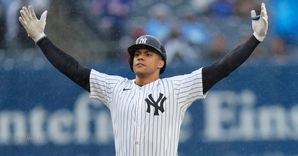 Juan Soto con el uniforme de New York Yankees