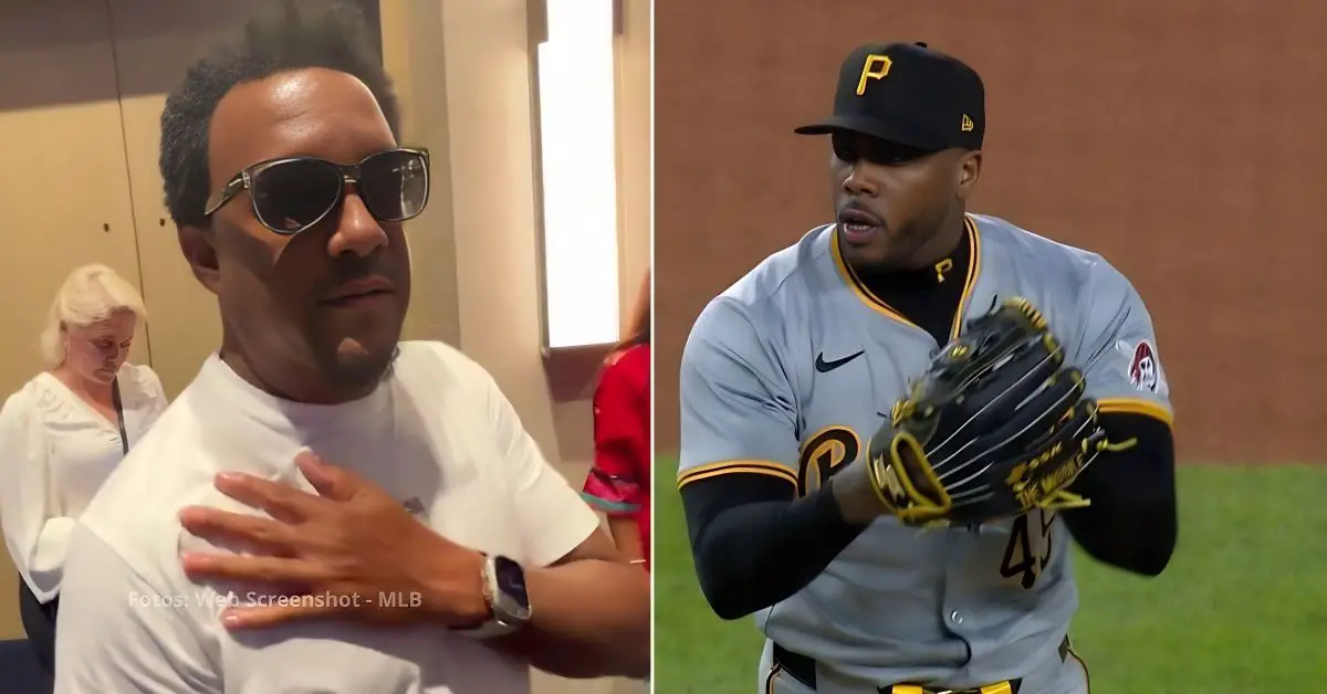 Pedro Martínez en una entrevista y Aroldis Chapman con Pittsburgh Pirates