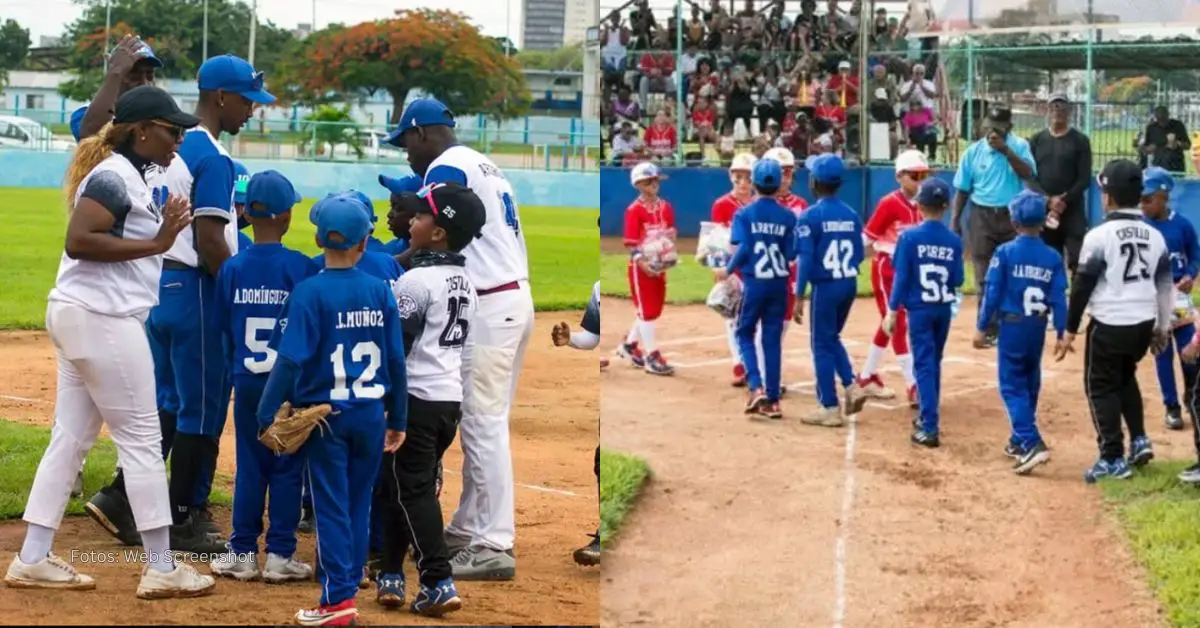 Annie Fonseca con los niños en medio del entrenamiento.