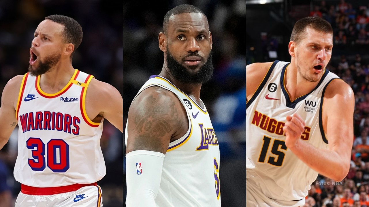 Stephen Curry, LeBron James y Nikola Jokic