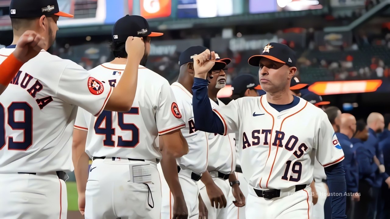 Jugadores de Houston Astros y Joe Espada