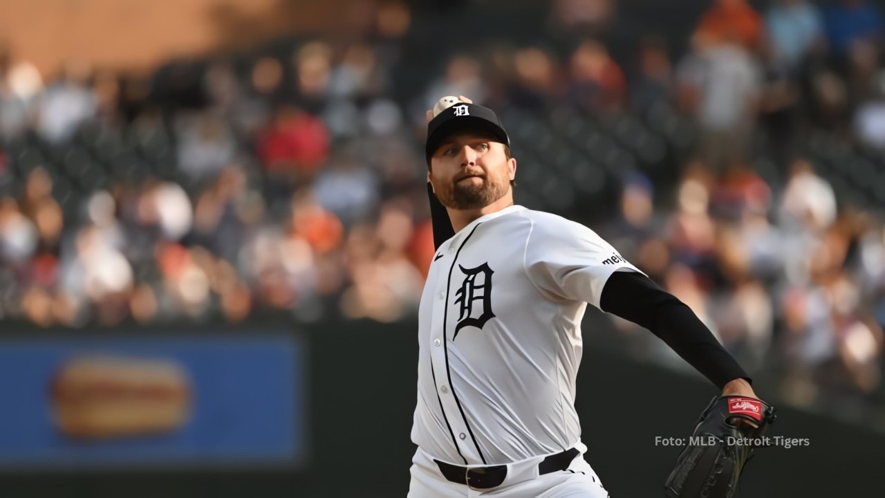 Casey Mize lanzando con Detroit Tigers