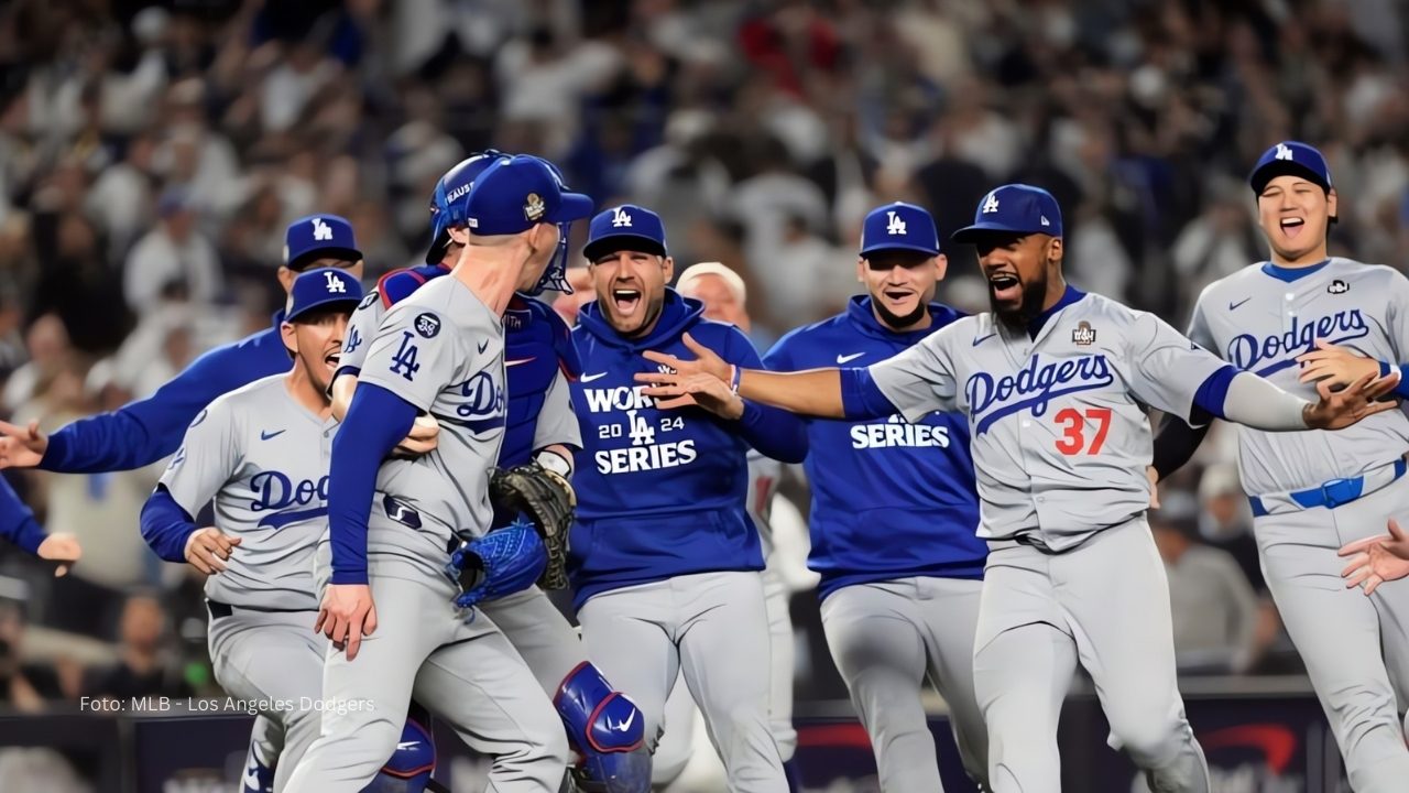 Jugadores de Los Angeles Dodgers celebrando