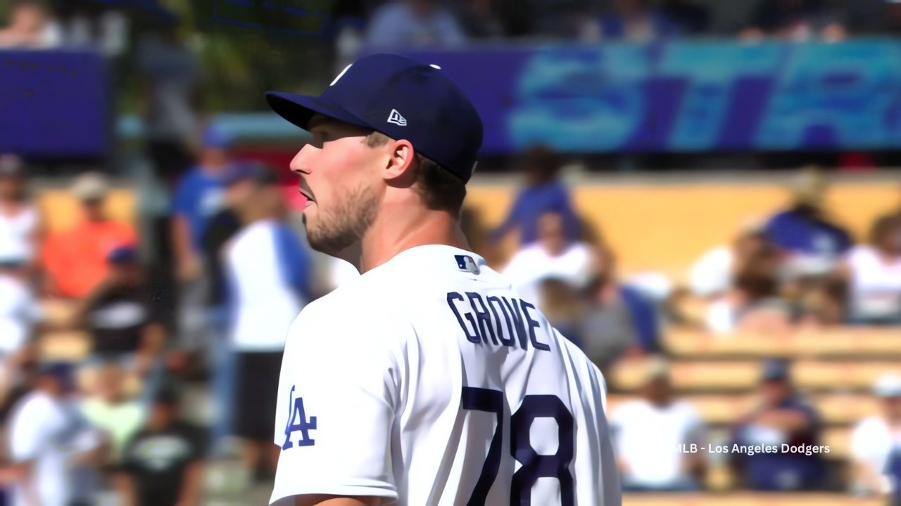 Michael Grove en un juego con Los Angeles Dodgers