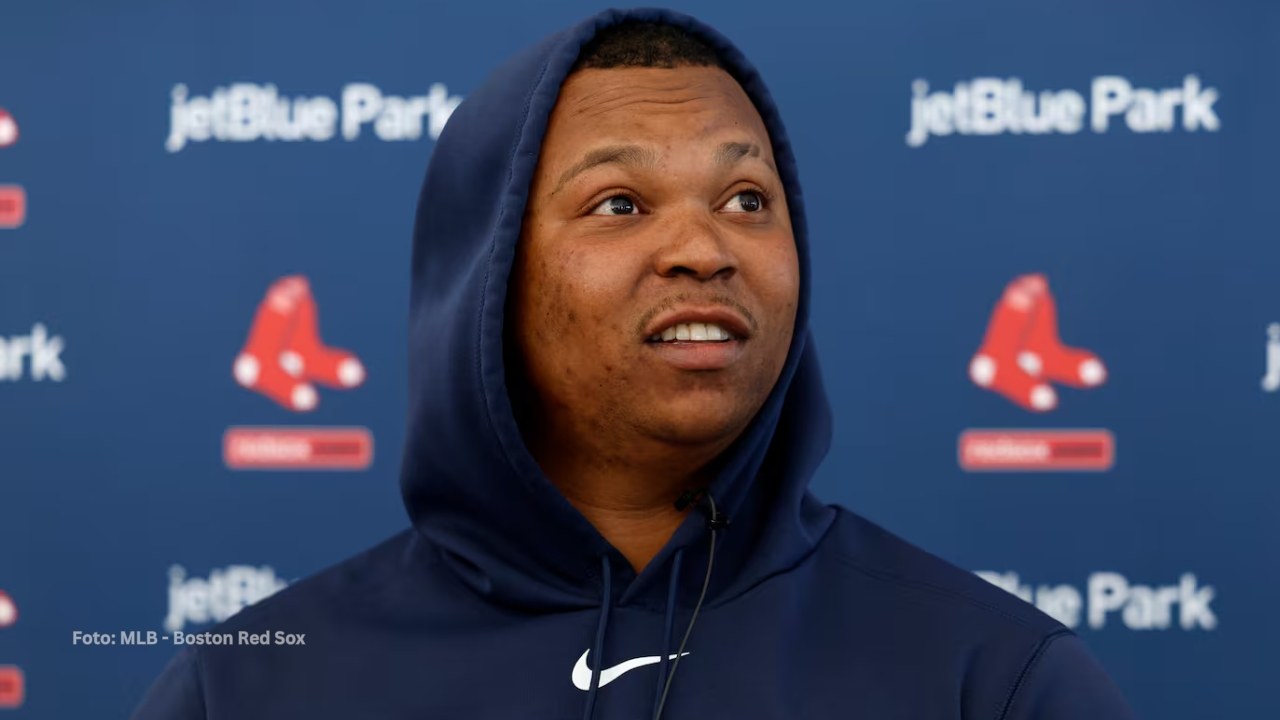 Rafael Devers en conferencia de prensa