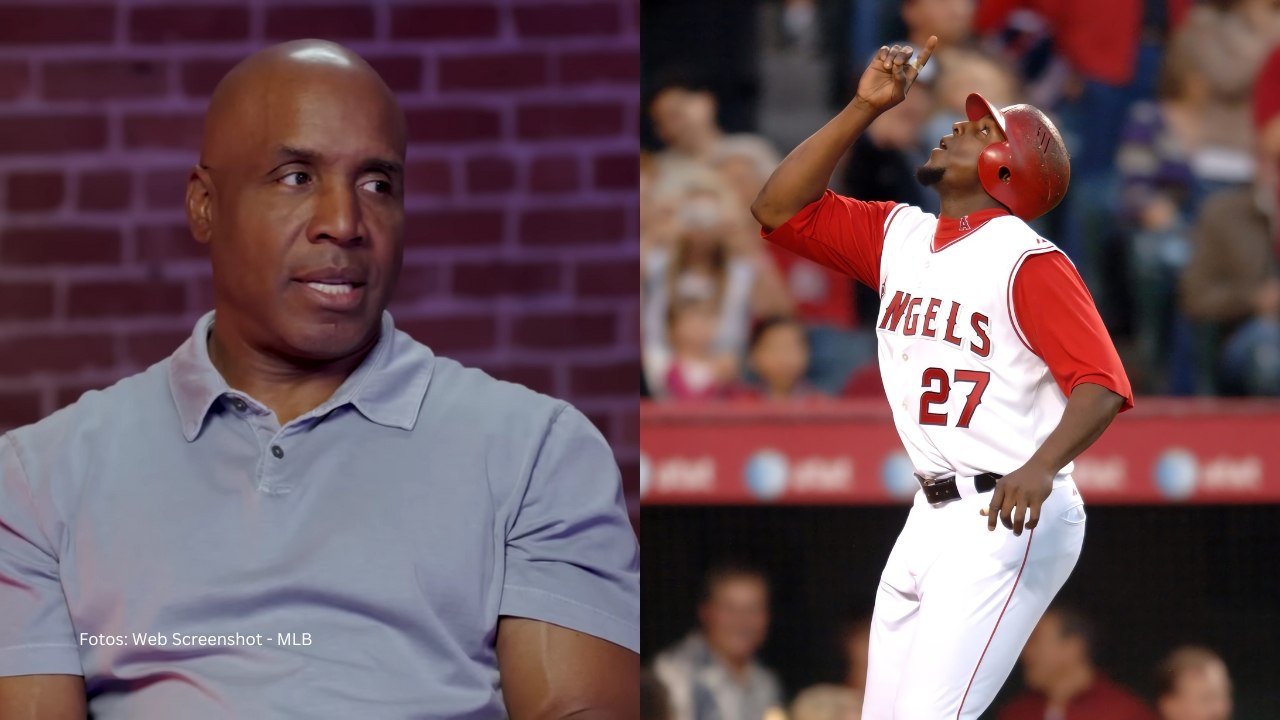 Barry Bonds en una entrevista y Vladimir Guerrero con Los Angeles Angels