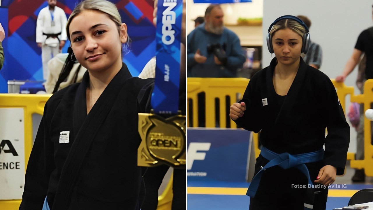 Destiny Ávila con la medalla de campeona de Jiu-Jitsu en el Abierto de Virginia