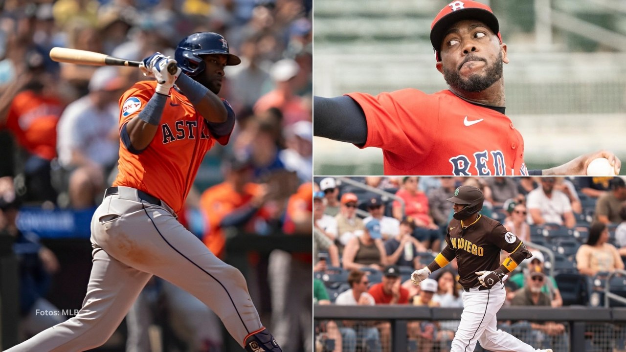 Yordan Alvarez, Aroldis Chapman y Yuli Gurriel en el Spring Training 2025