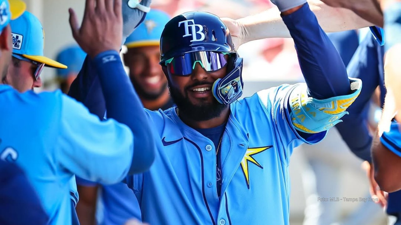 Junior Caminero con uniforme de Tampa Bay Rays