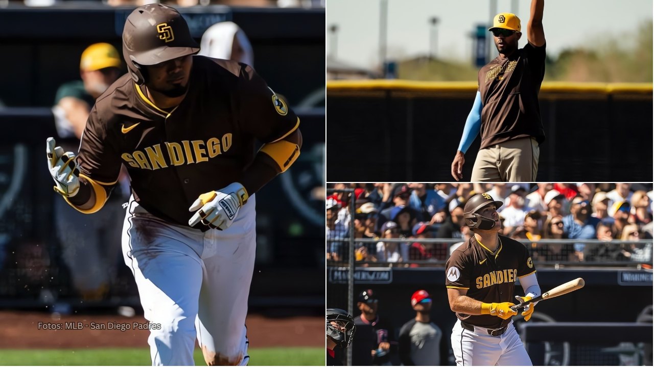 Luis Arráez, Xander Bogaerts y Gavin Sheets con San Diego Padres