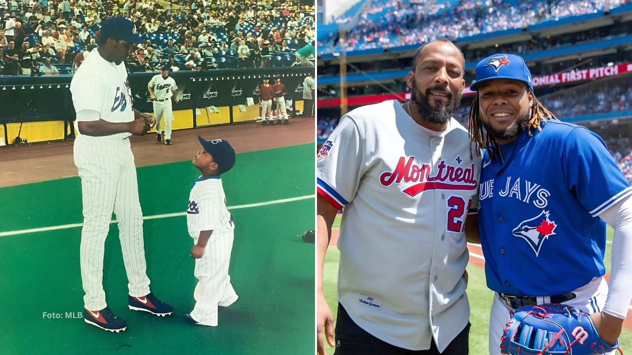 Vladimir Guerrero Jr. junto a Vladimir Guerrero Sr.