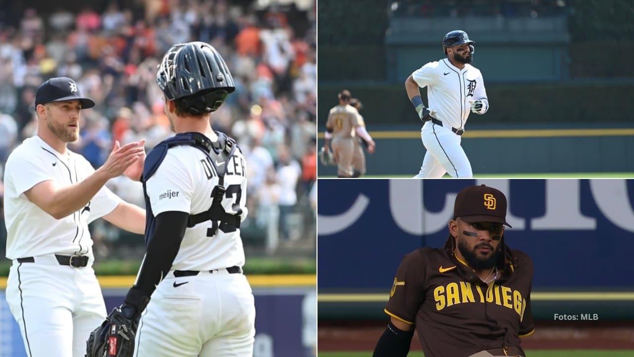 Jugadores de Detorit celebran el triunfo, Gleyber Torres recorre las bases y Fernando Tatis Jr tirado en el suelo