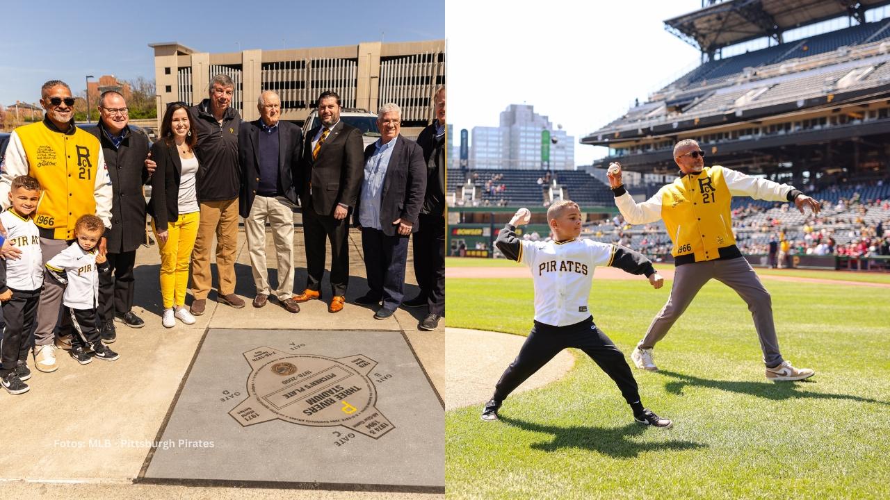 Familia de Roberto Clemente en el homenaje de su debut en Pittsburg