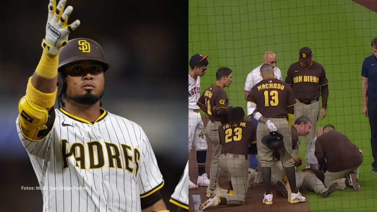 Luis Arráez y jugadores de San Diego Padres y Houston Astros