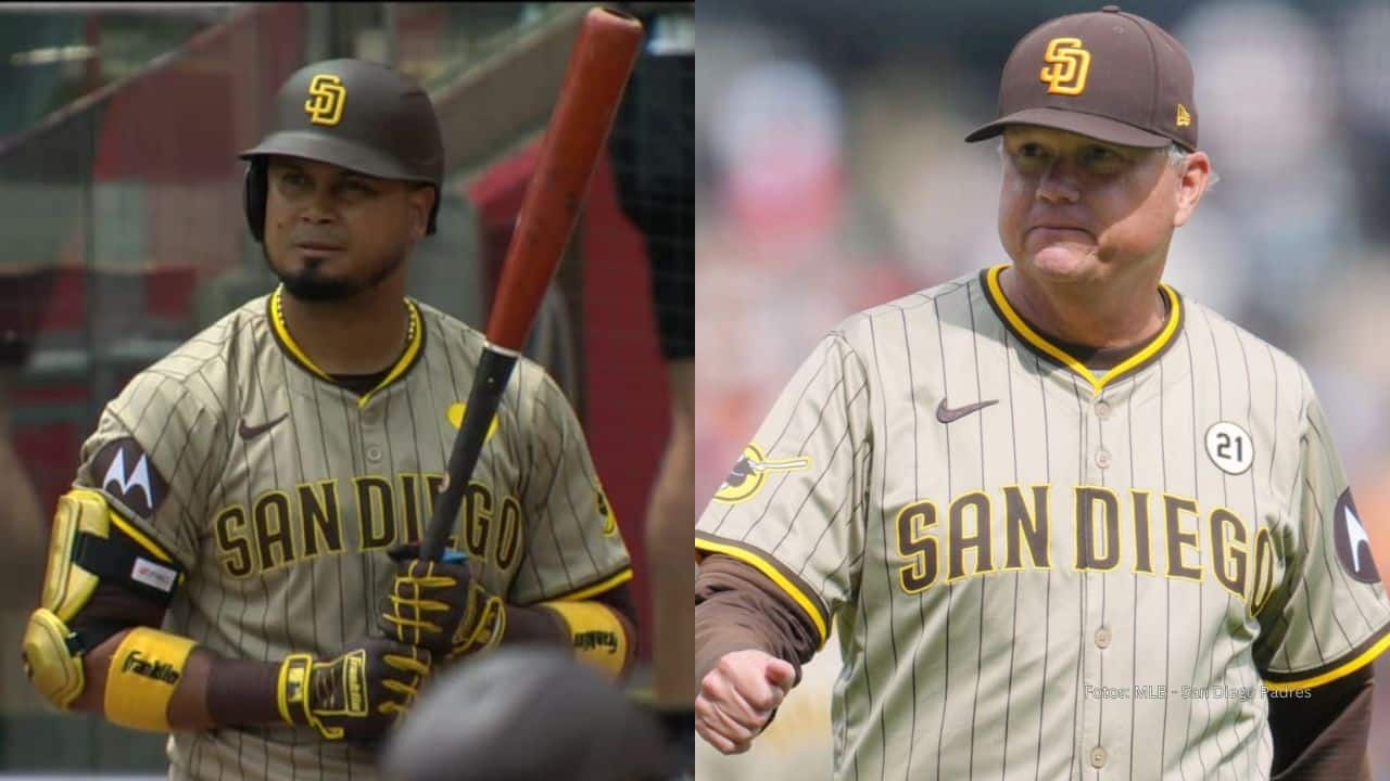 Luis Arraez y el manager de San Diego Padres
