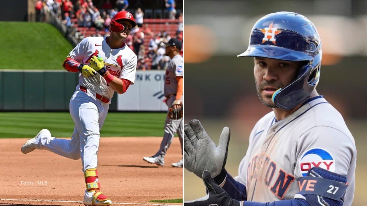 Lars Nootbaar recorriendo las bases con St. Louis Cardinals y Jose Altuve con Houston Astros