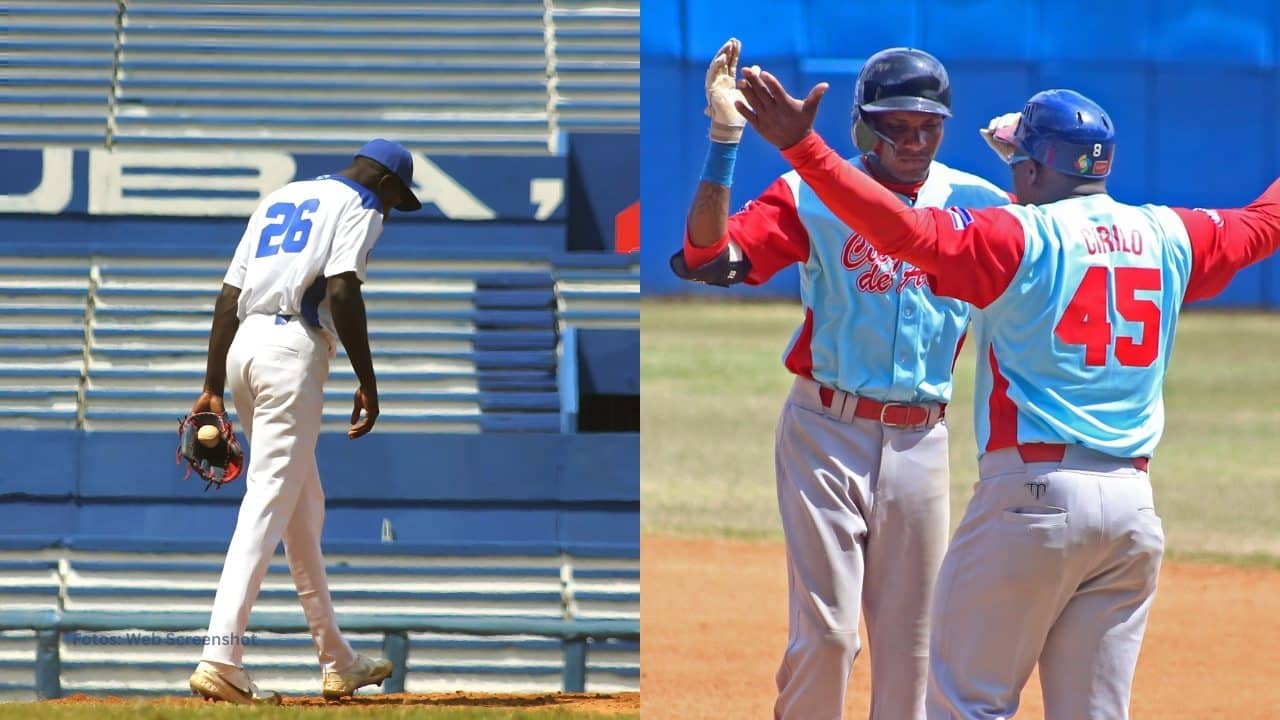 Jugadores de Ciego de Avila celebran, pitcher de Industriales cabizbajo
