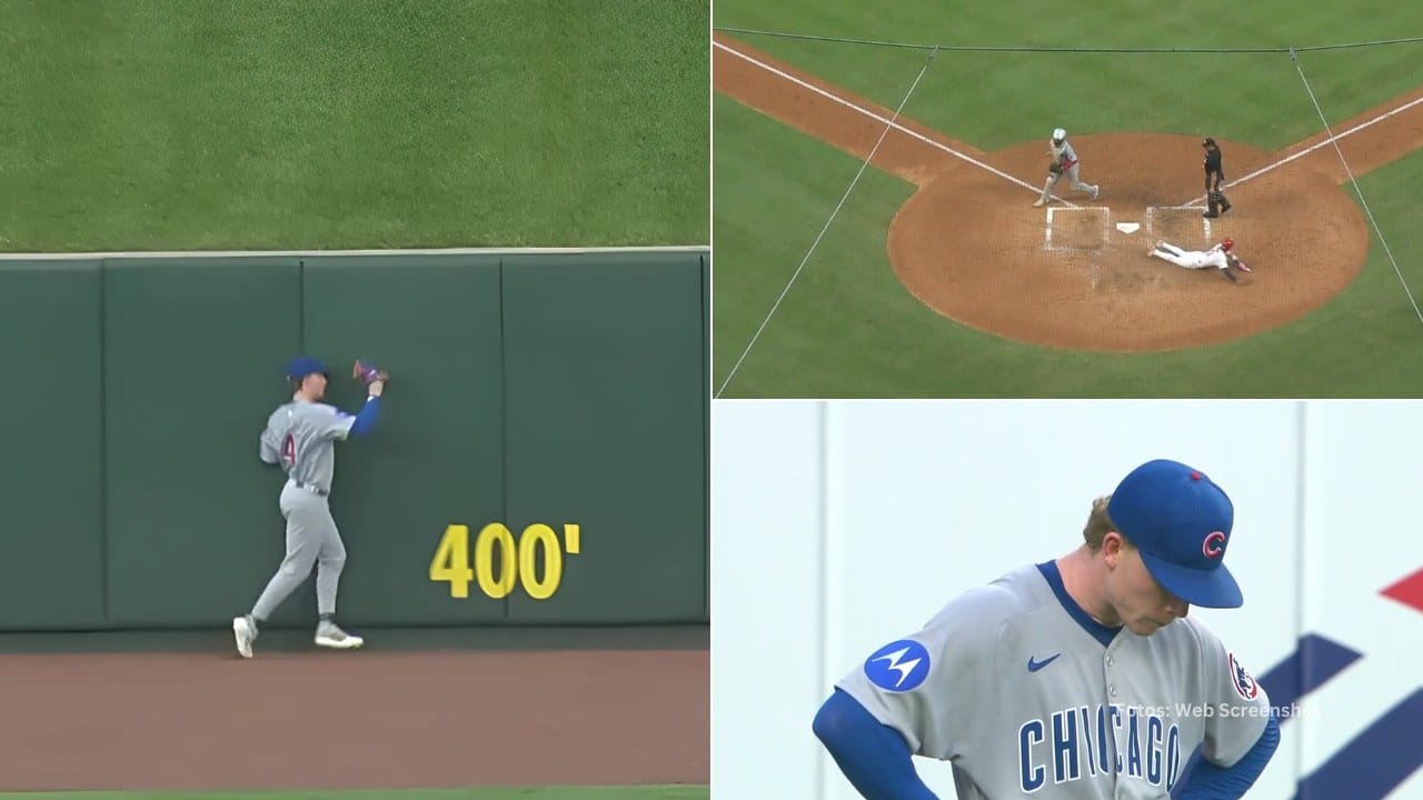 Pete Crow-Armstrong en el jardin central y molesto con Chicago Cubs tras una anotada de St. Louis Cardinals