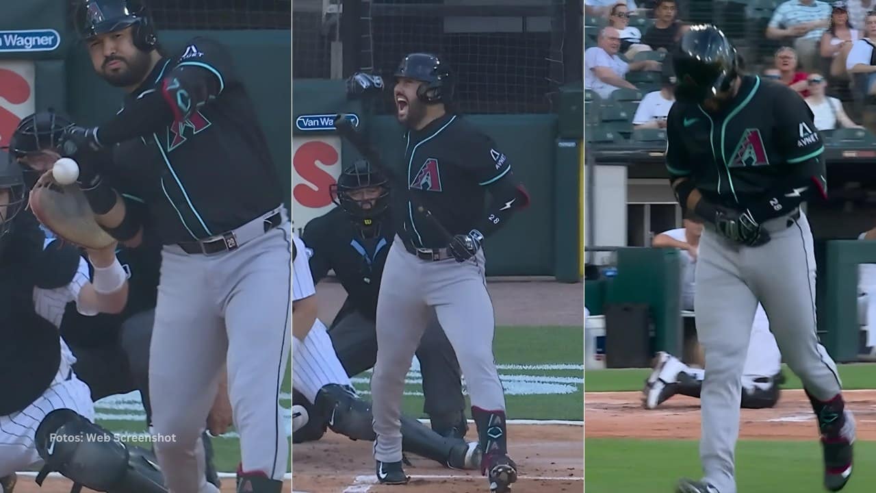 Eugenio Suarez recibe un pelotazo en un juego entre Arizona Diamondbacks y Chicago White Sox