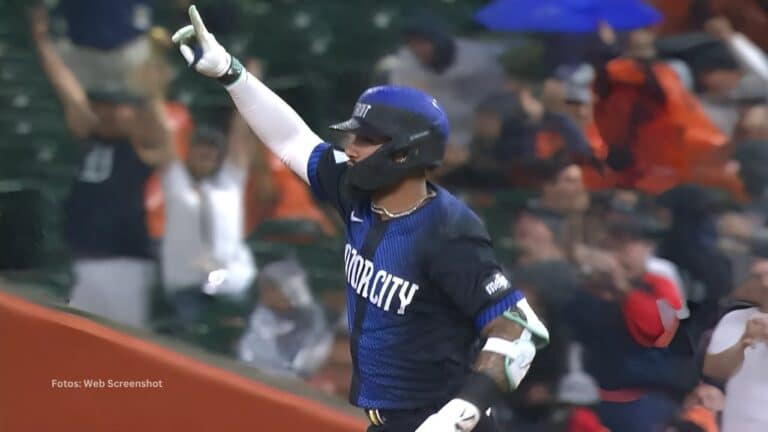 Gleyber Torres celebrando un jonrón con Detroit Tigers