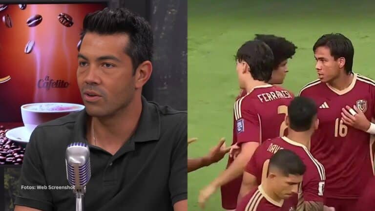 Nicolas Fedor en una entrevista y jugadores de la selección de Venezuela