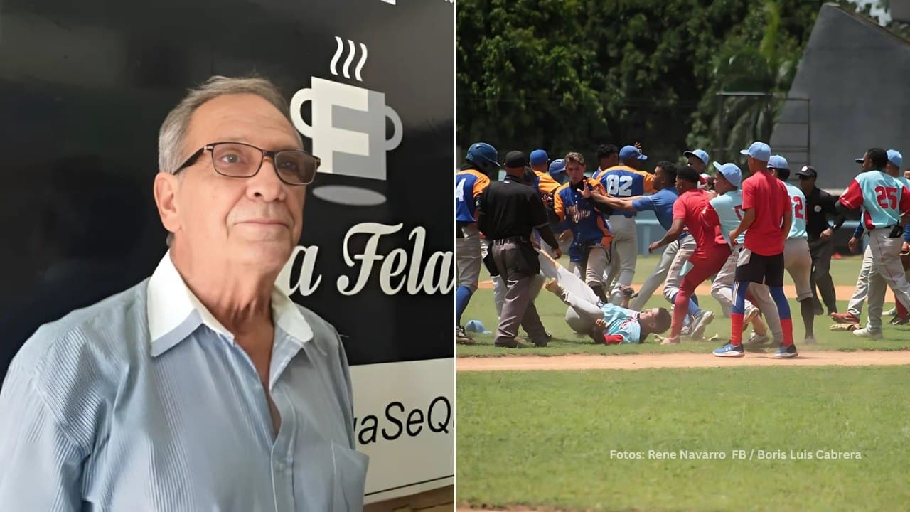 Rene Navarro en una presentación y trifulca en el duelo entre Sancti Spíritus Ciego de Ávila de la Serie Nacional Sub23 del Beisbol Nacional