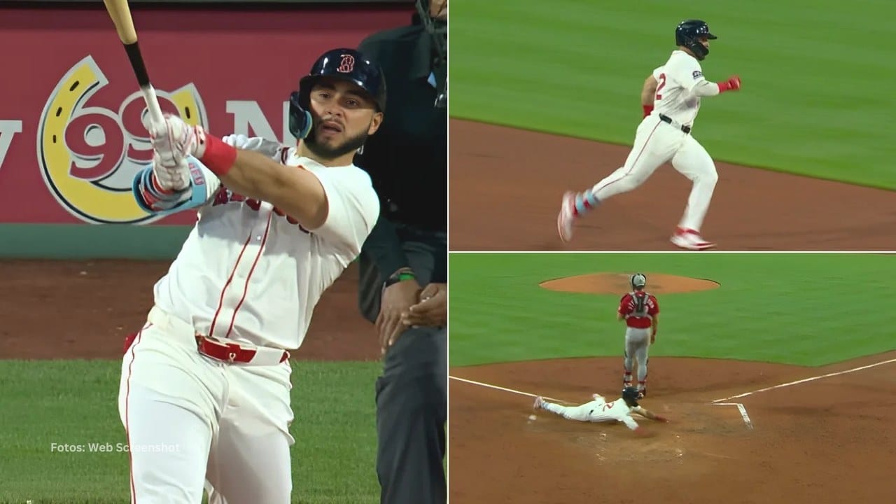 Wilyer Abreu bateando y recorriendo las bases con Boston Red Sox