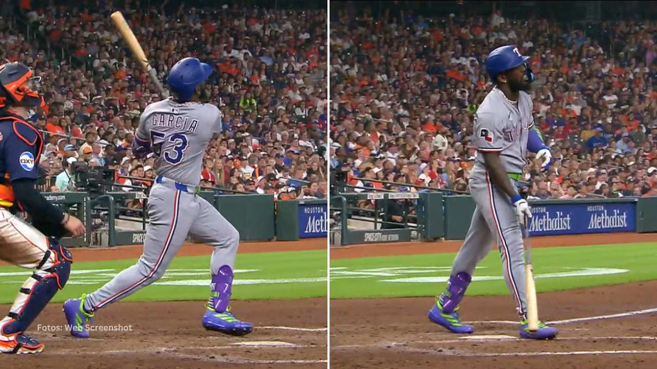 Adolis García ligó su cuadrangular 15 de por vida contra Houston Astros, el segundo equipo al que más de la conectado en MLB.