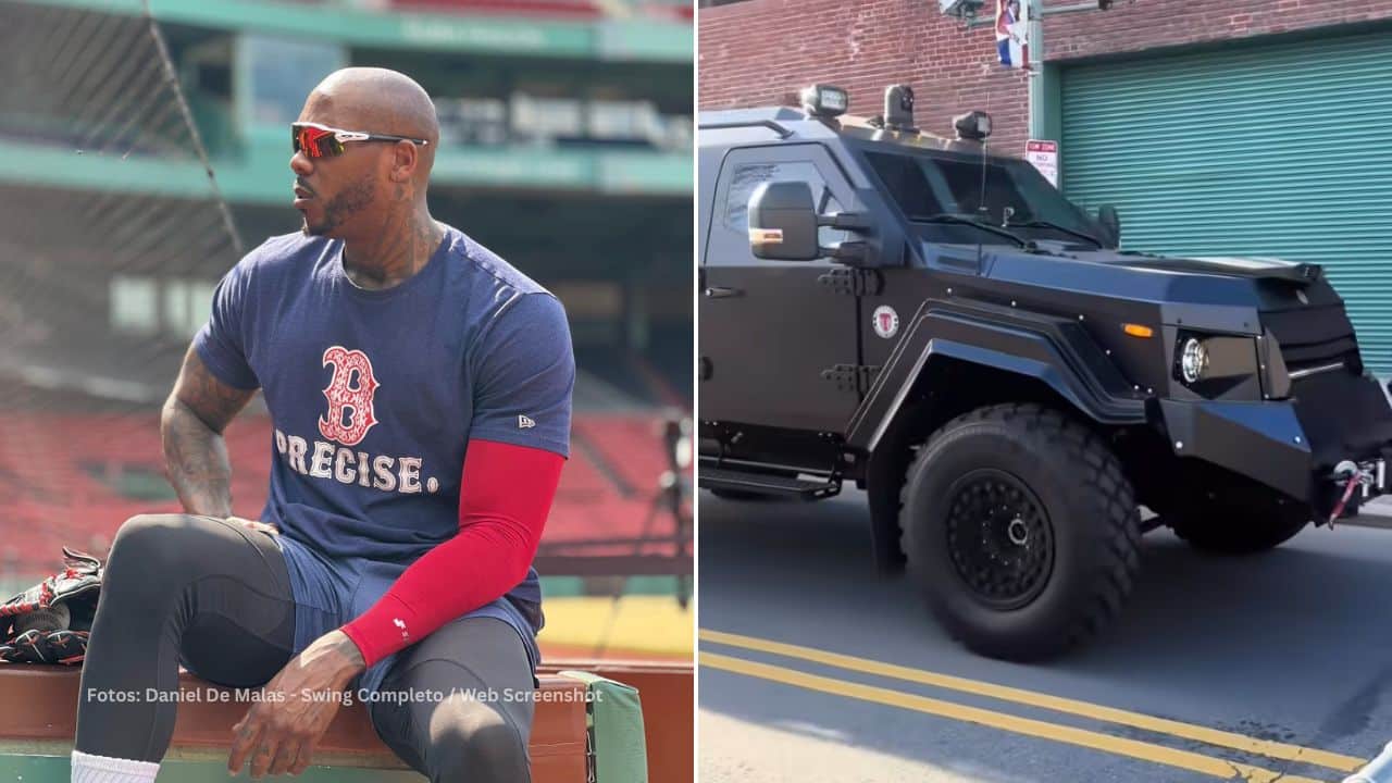 El pelotero cubano Aroldis Chapman exhibió una Terradyne Armored en las inmediaciones del estadio de Boston Red Sox.