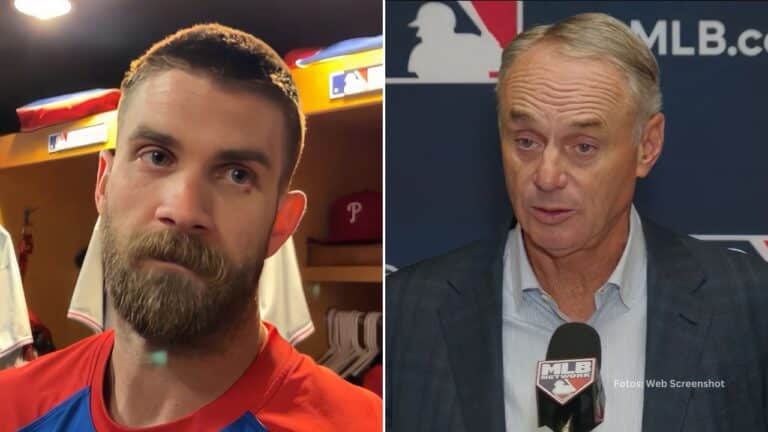 Bryce Harper se le plantó de frente al Comisionado MLB durante una reunión que sostuvo el directivo con la franquicia de Philadelphia Phillies.