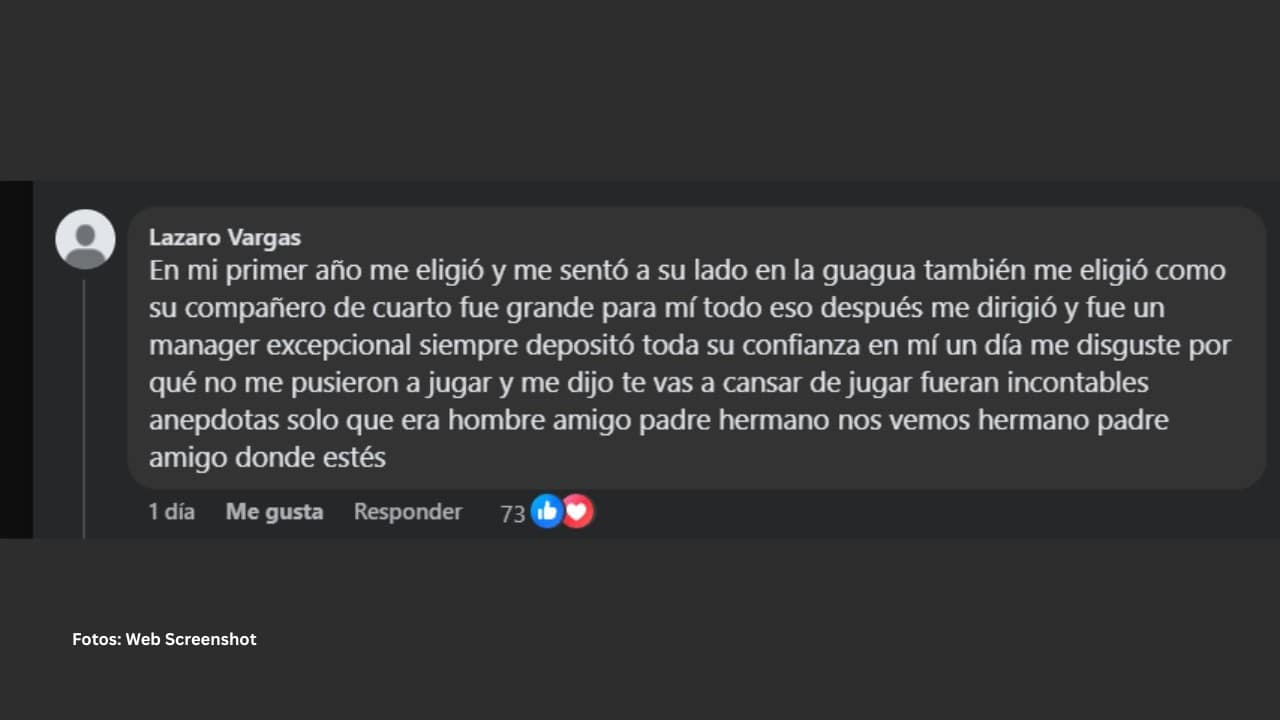 Mensaje de despedida de Lazaro Vargas para Pedro Medina