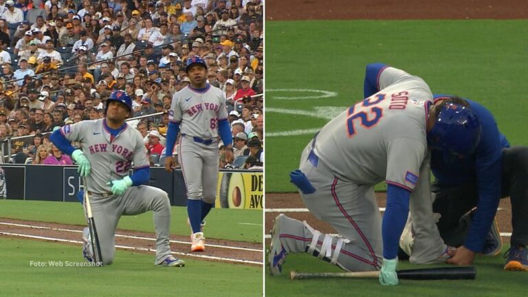 Juan Soto sufrió un golpe por un batazo e intentó volver al juego pero fue sustituido por su manager.