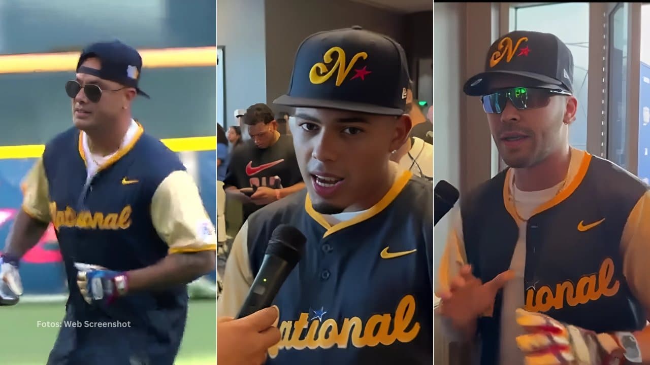 Artistas del genero urbano Wisin, Mike Towers y Prince Royce en el Juego de Celebridades MLB 2025