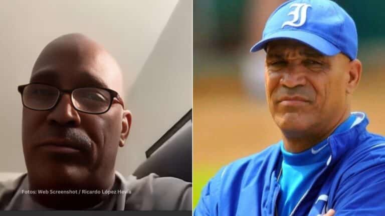 Lazaro Vargas en una entrevista y con el uniforme de Industriales