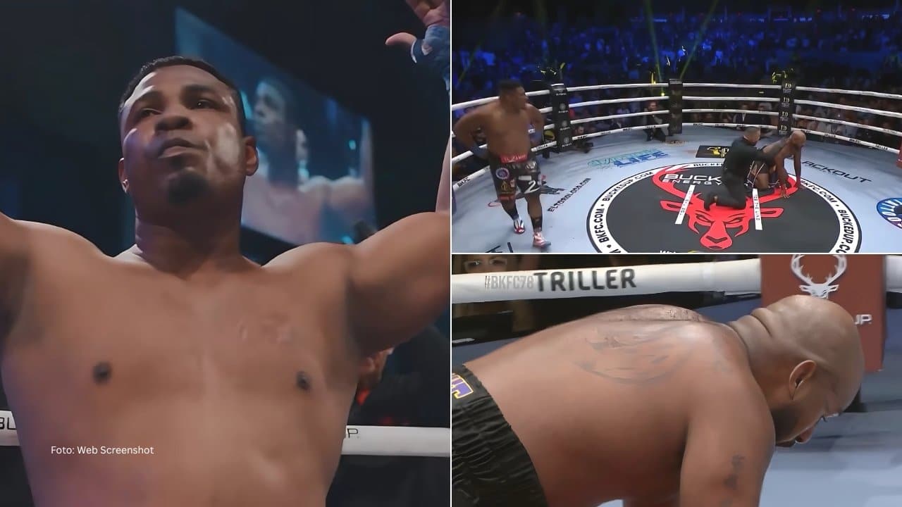 Leonardo Perdomo celebrando su K.O en la BKFC