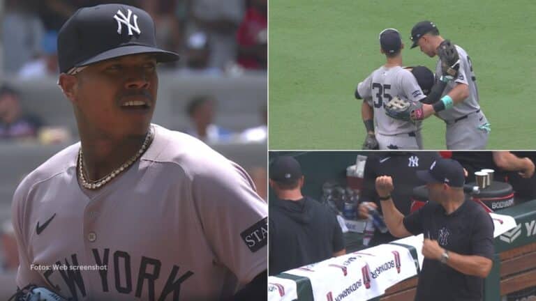 Marcus Stroman, Aaron Judge celebra con jugadores de New York Yankees y Aaron Boone
