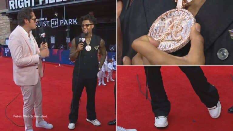 El pelotero venezolano Ronald Acuña Jr llegó al evento previo del Juego de las Estrellas junto a su familia con un estilo de la mano con su personalidad.