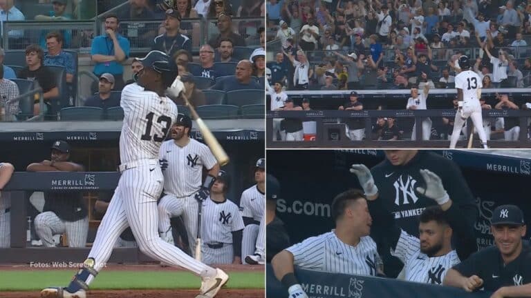 Jazz Chisholm Jr bateando y Jugadores de New York Yankees