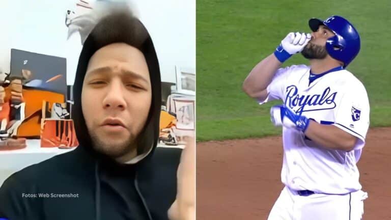 Yuli Gurriel en una entrevista y Kendrys Morales con Kansas City Royals