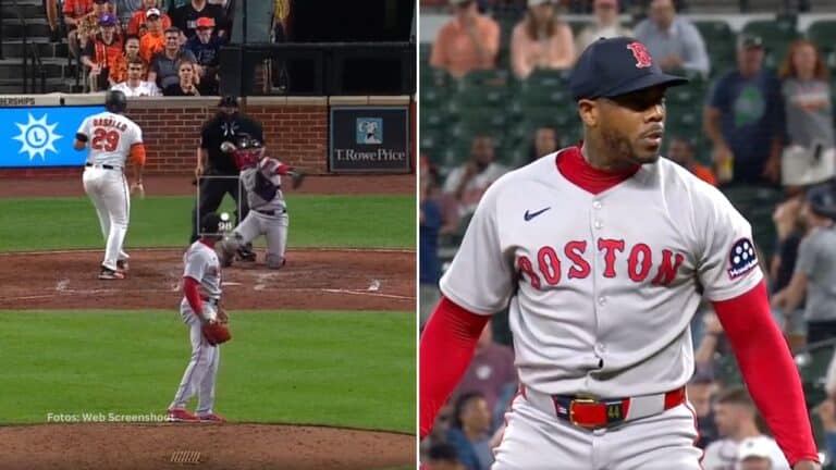 El pelotero cubano Aroldis Chapman salvó el juego y dio victoria de la serie a Boston Red Sox en Baltimore.
