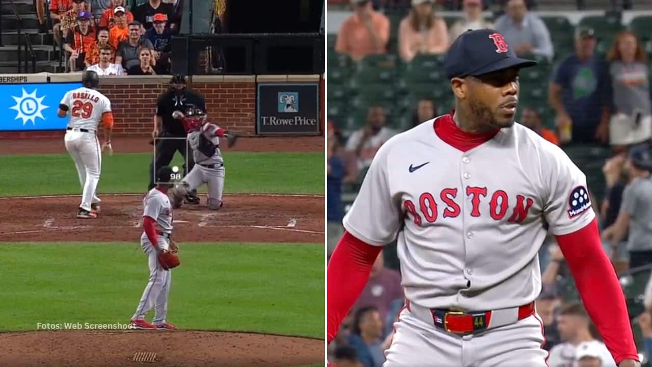 El pelotero cubano Aroldis Chapman salvó el juego y dio victoria de la serie a Boston Red Sox en Baltimore.