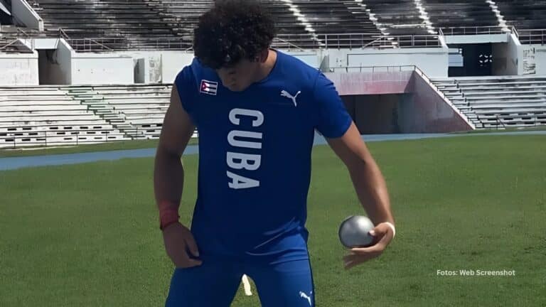 Atleta cubano Enmanuel Ramirez en una practica Paraguay